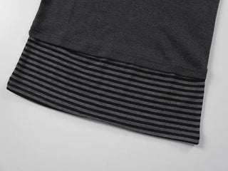 Baz Button Striped Layered Halter Neck Tee