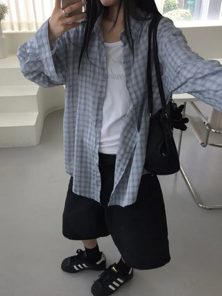 Yana Oversized Check Long Sleeve Shirt