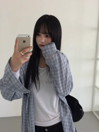 Yana Oversized Check Long Sleeve Shirt