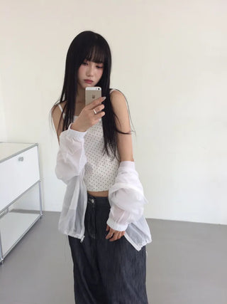 Kasom Dot Crop Strap Sleeveless