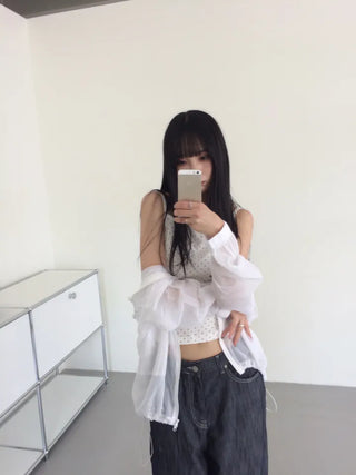 Kasom Dot Crop Strap Sleeveless