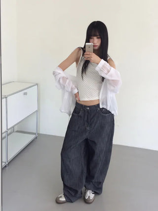Kasom Dot Crop Strap Sleeveless