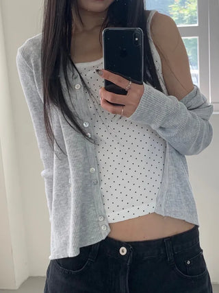 Kasom Dot Crop Strap Sleeveless