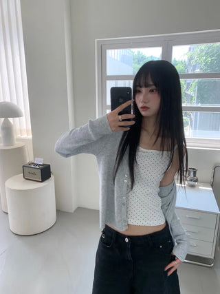 Kasom Dot Crop Strap Sleeveless