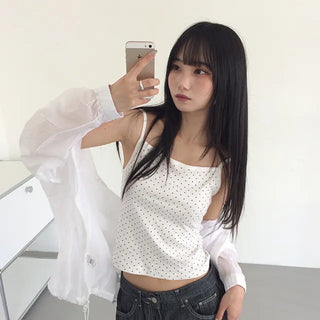 Kasom Dot Crop Strap Sleeveless