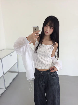 Kasom Dot Crop Strap Sleeveless