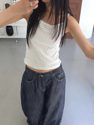 Kasom Dot Crop Strap Sleeveless