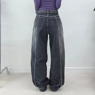 Lucy Washed Cut-out Wide Denim