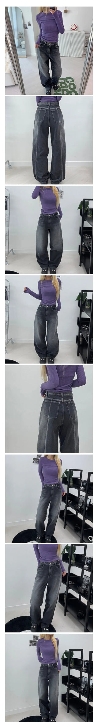 Lucy Washed Cut-out Wide Denim