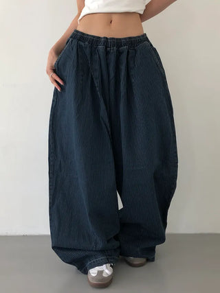 Kusha Balloon Fit Striped Denim