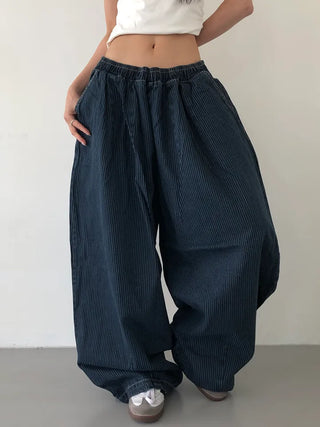 Kusha Balloon Fit Striped Denim