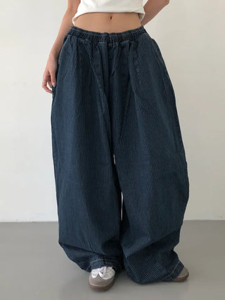 Kusha Balloon Fit Striped Denim