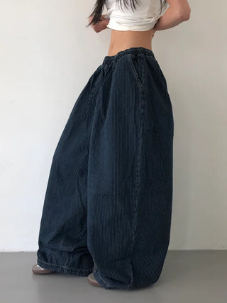 Kusha Balloon Fit Striped Denim