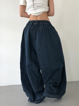 Kusha Balloon Fit Striped Denim