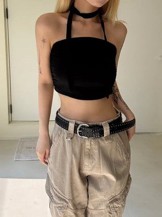 Noir Tie Scarf Top Knit