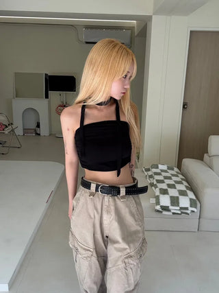 Noir Tie Scarf Top Knit