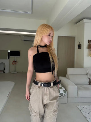 Noir Tie Scarf Top Knit