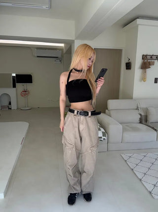 Noir Tie Scarf Top Knit