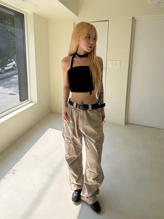 Noir Tie Scarf Top Knit