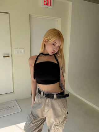 Noir Tie Scarf Top Knit