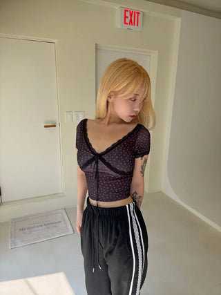 Lumi Embroidered Strap Crop Short Sleeve