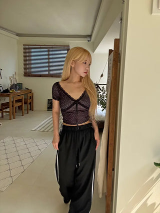 Lumi Embroidered Strap Crop Short Sleeve