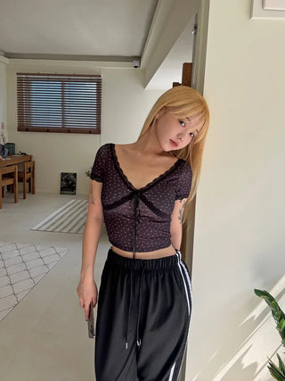 Lumi Embroidered Strap Crop Short Sleeve
