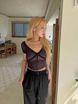 Lumi Embroidered Strap Crop Short Sleeve