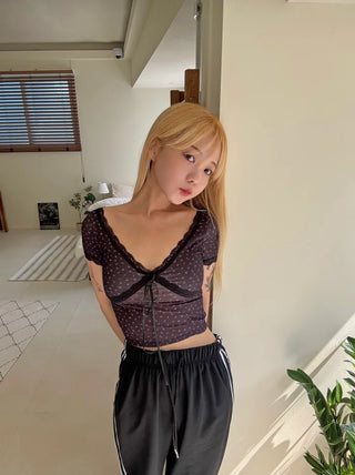 Lumi Embroidered Strap Crop Short Sleeve