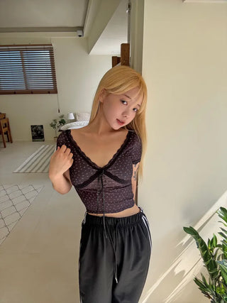 Lumi Embroidered Strap Crop Short Sleeve