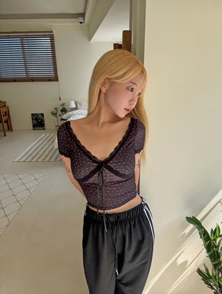 Lumi Embroidered Strap Crop Short Sleeve