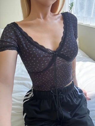 Lumi Embroidered Strap Crop Short Sleeve