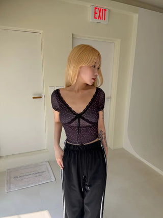 Lumi Embroidered Strap Crop Short Sleeve