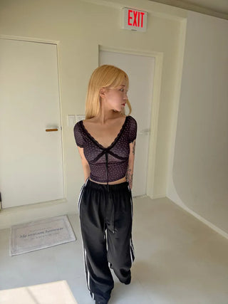 Lumi Embroidered Strap Crop Short Sleeve