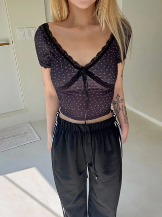 Lumi Embroidered Strap Crop Short Sleeve