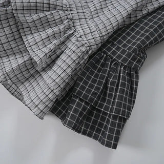 Dion Check Tiered Frill Sleeveless
