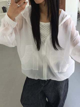 Yandu Avant-fit See-through Zip-up Hoodie