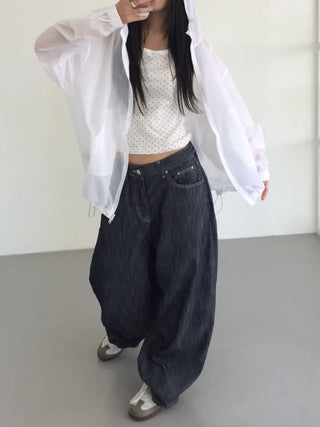Yandu Avant-fit See-through Zip-up Hoodie
