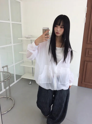 Yandu Avant-fit See-through Zip-up Hoodie