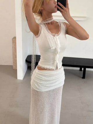 Ebi Slim See-through Long Skirt
