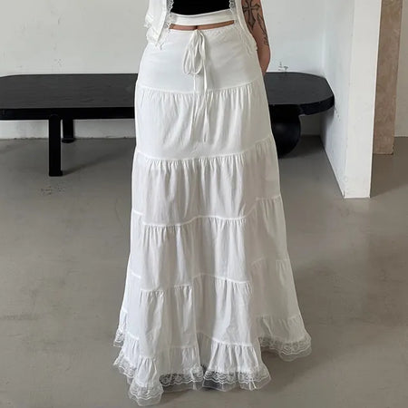 Dora frill lace maxi long skirt