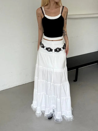Dora frill lace maxi long skirt