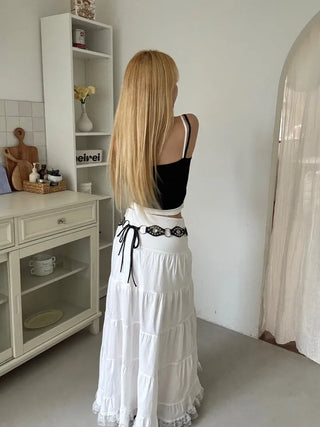 Dora frill lace maxi long skirt