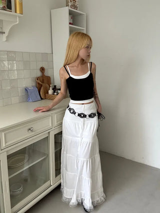 Dora frill lace maxi long skirt