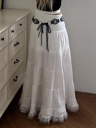 Dora frill lace maxi long skirt
