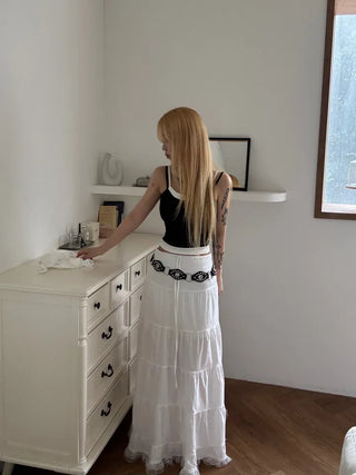 Dora frill lace maxi long skirt