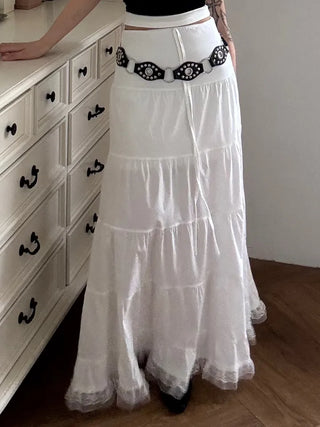 Dora frill lace maxi long skirt