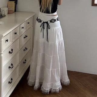 Dora frill lace maxi long skirt