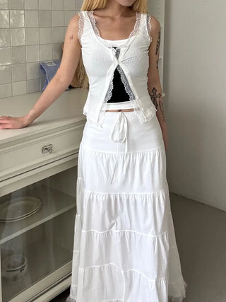 Dora frill lace maxi long skirt