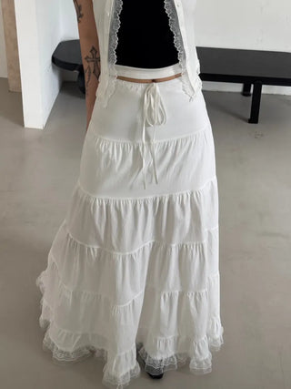 Dora frill lace maxi long skirt